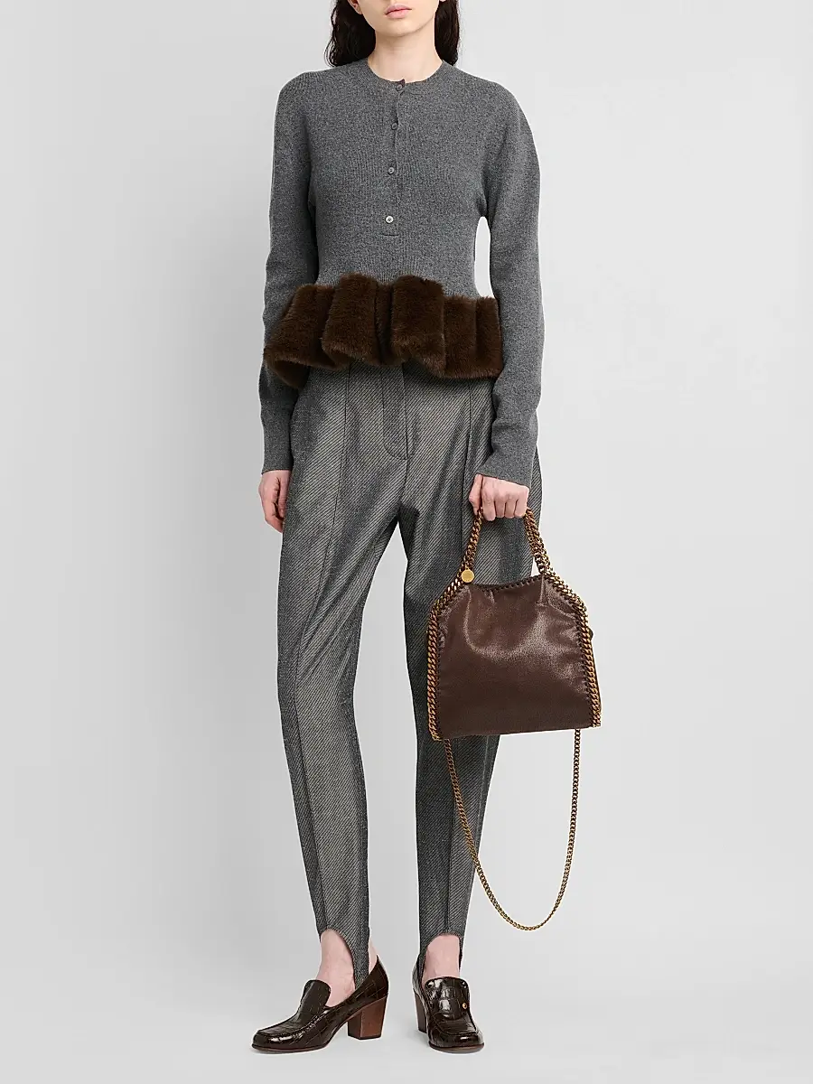 Stella McCartney Women's Faux Fur Trim Wool Crewneck Sweater | Thumbnail 2