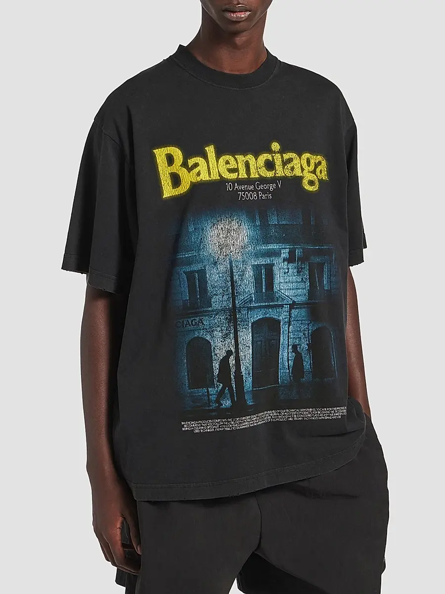 Balenciaga Men's The Address Medium Fit T-Shirt | Thumbnail 3