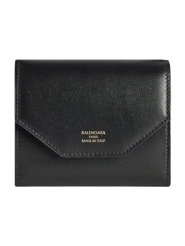 Balenciaga Women's Envelope Bifold Wallet with Flap - Black