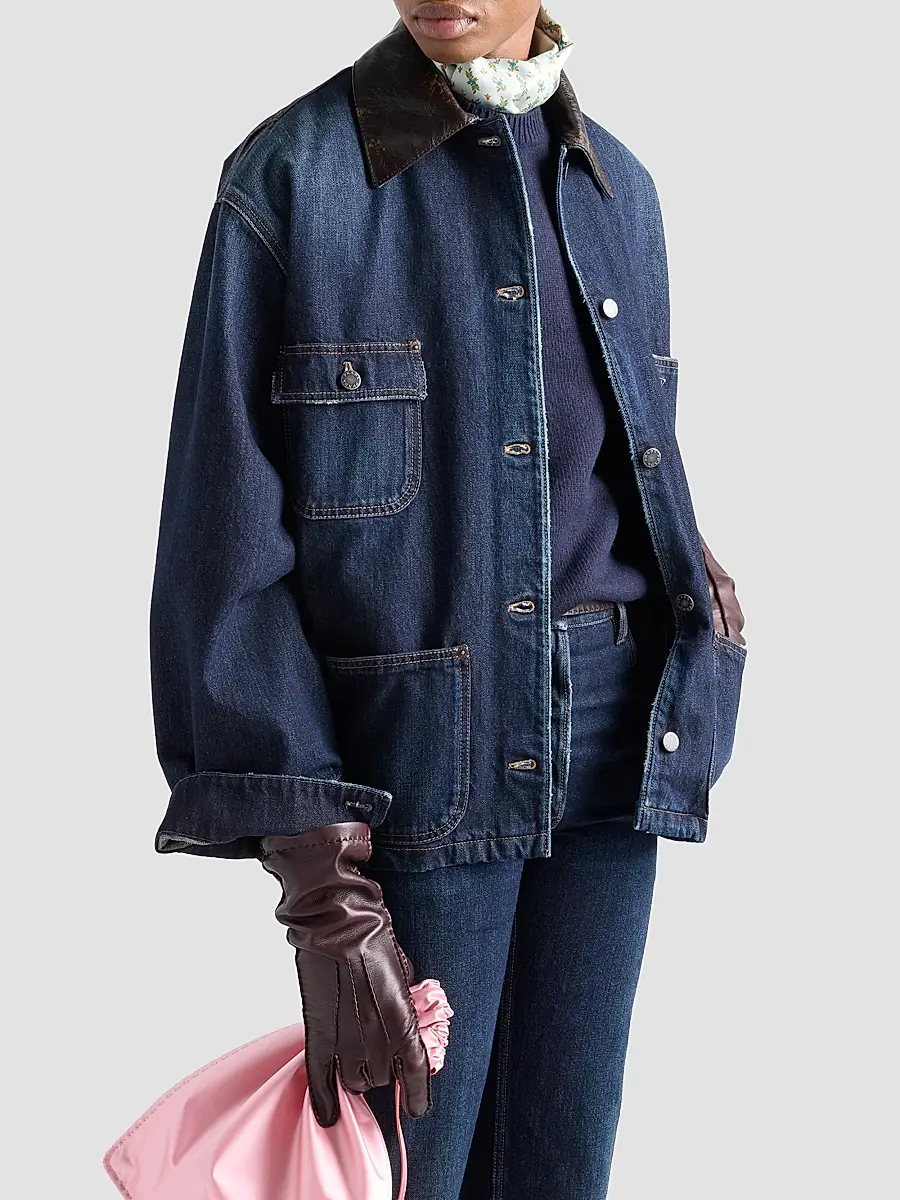 Prada Women's Denim Trucker Jacket | Thumbnail 3 Prada Women's Denim Trucker Jacket | Thumbnail 3