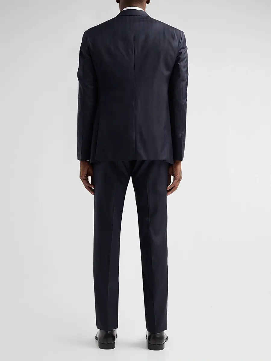 Giorgio Armani Men's Striped Herringbone Wool Single-Breasted Suit | Thumbnail 3