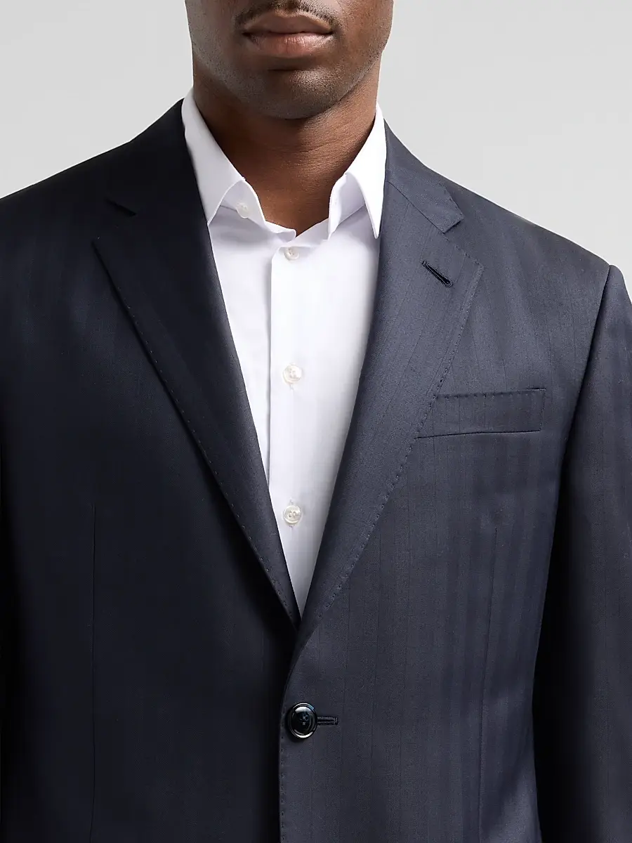 Giorgio Armani Men's Striped Herringbone Wool Single-Breasted Suit | Thumbnail 6