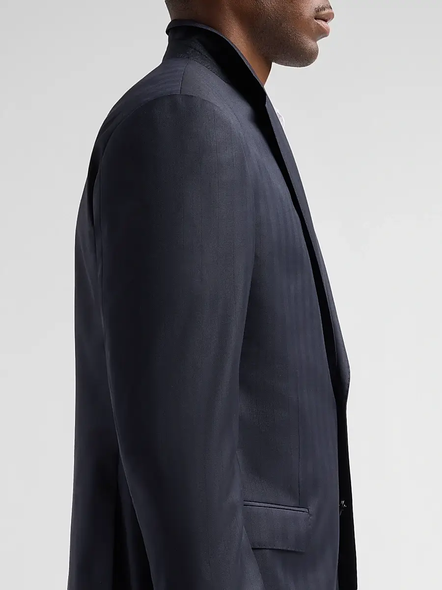 Giorgio Armani Men's Striped Herringbone Wool Single-Breasted Suit | Thumbnail 8