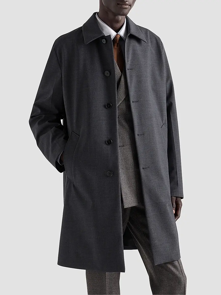 Prada Men's Technical Wool Coat | Thumbnail 2 Prada Men's Technical Wool Coat | Thumbnail 2