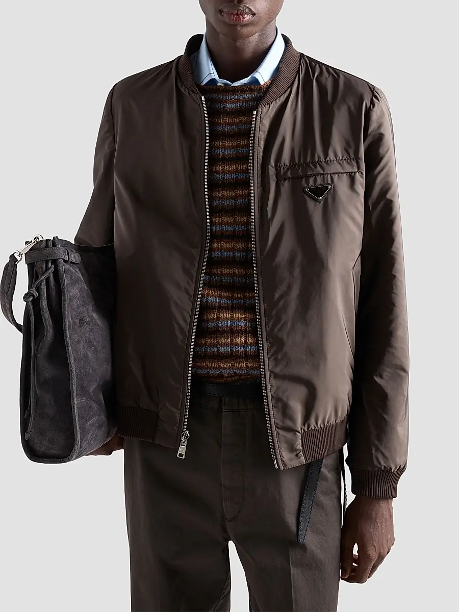 Prada Men's Nappa Leather Bomber Jacket | Thumbnail 2 Prada Men's Nappa Leather Bomber Jacket | Thumbnail 2