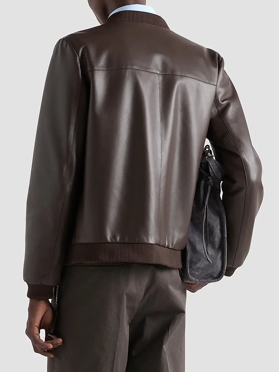 Prada Men's Nappa Leather Bomber Jacket | Thumbnail 3 Prada Men's Nappa Leather Bomber Jacket | Thumbnail 3
