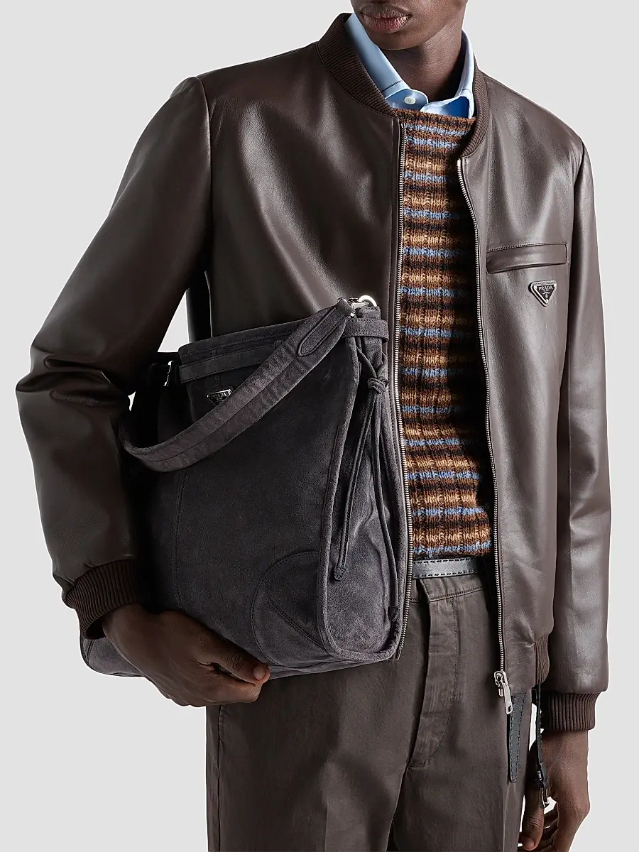 Prada Men's Nappa Leather Bomber Jacket | Thumbnail 4 Prada Men's Nappa Leather Bomber Jacket | Thumbnail 4