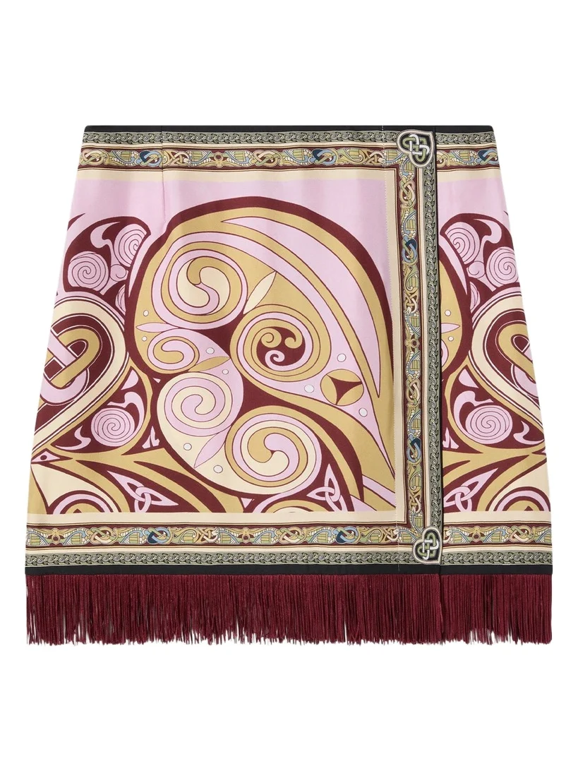 La DoubleJ Women's Mini Foulard Skirt with Fringes - Kells Pink