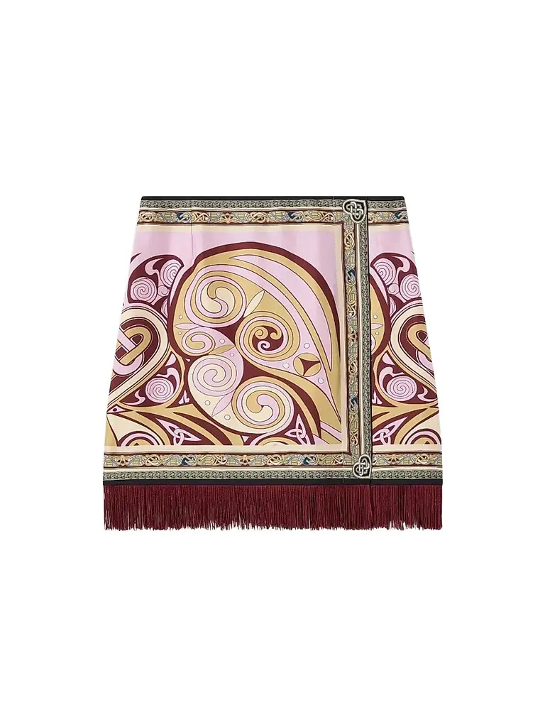 La DoubleJ Women's Mini Foulard Skirt with Fringes - Kells Pink | Image 1 La DoubleJ Women's Mini Foulard Skirt with Fringes - Kells Pink | Image 1