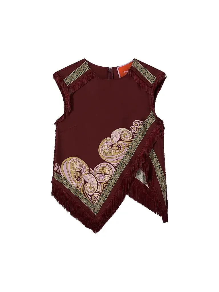 La DoubleJ Women's Scarf Top - Kells Swirl Burgundy | Image 1 La DoubleJ Women's Scarf Top - Kells Swirl Burgundy | Image 1