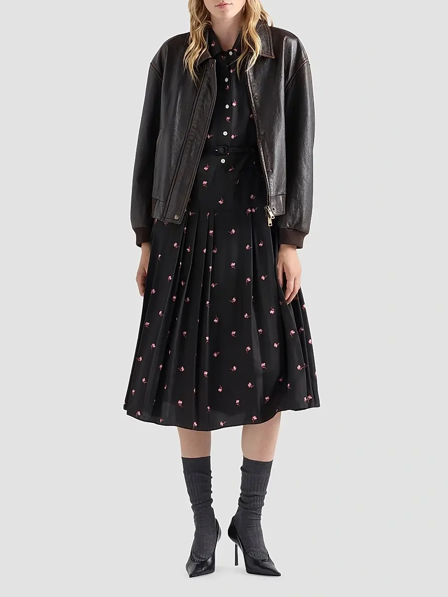 Prada Women's Floral Print Washed Silk Dress | Thumbnail 2 Prada Women's Floral Print Washed Silk Dress | Thumbnail 2