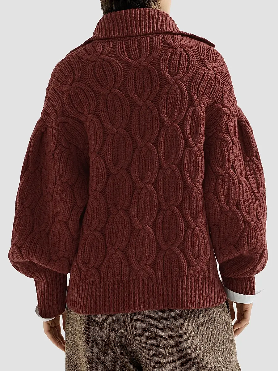 Brunello Cucinelli Women's Cashmere Feather Yarn Heritage Cable Cardigan | Thumbnail 4 Brunello Cucinelli Women's Cashmere Feather Yarn Heritage Cable Cardigan | Thumbnail 4