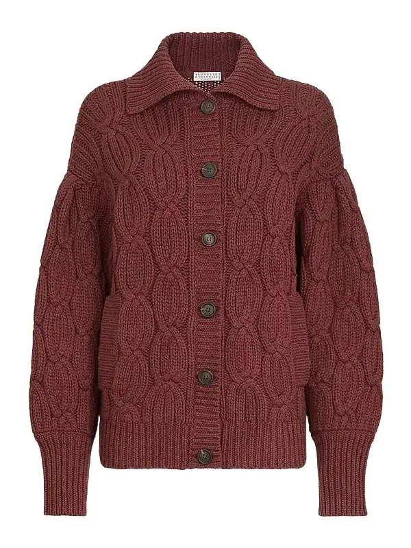 Women's Cashmere Feather Yarn Heritage Cable Cardigan Women's Cashmere Feather Yarn Heritage Cable Cardigan