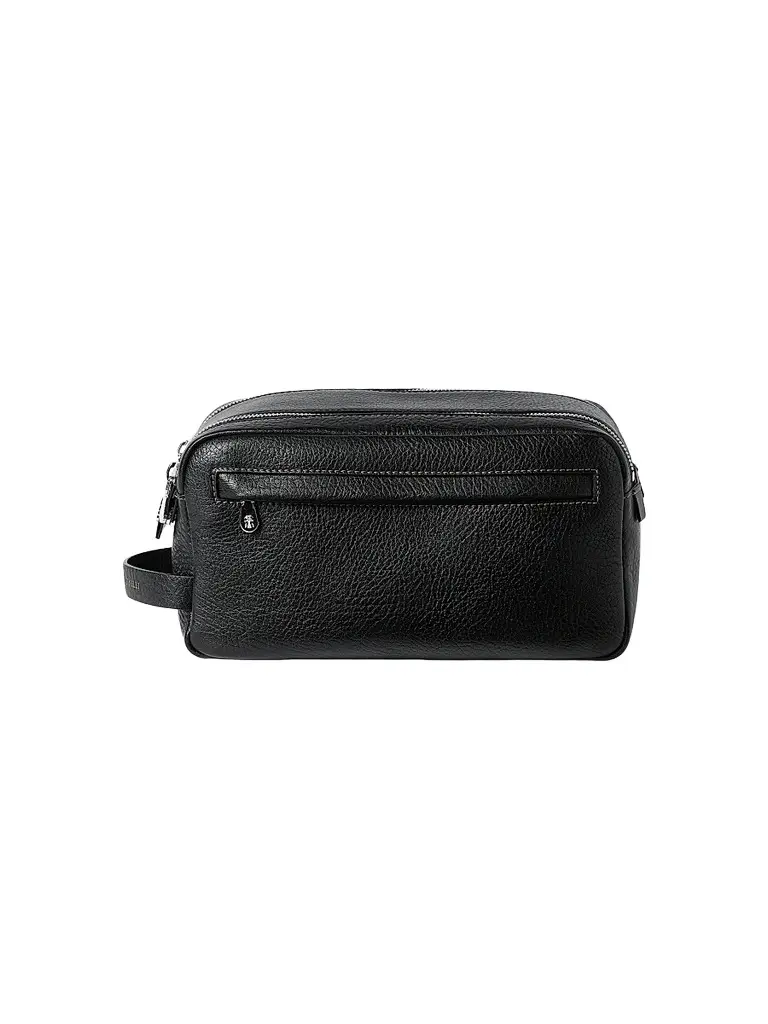 Brunello Cucinelli Grained Calfskin Beauty Case with Double Zipper - Black | Image 1 Brunello Cucinelli Grained Calfskin Beauty Case with Double Zipper - Black | Image 1