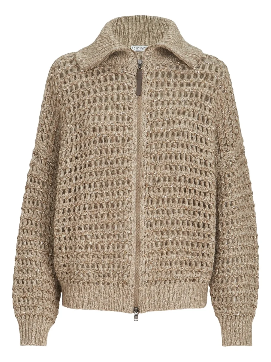 Women's Dazzling Soft Virgin Wool and Cashmere Net Cardigan Women's Dazzling Soft Virgin Wool and Cashmere Net Cardigan
