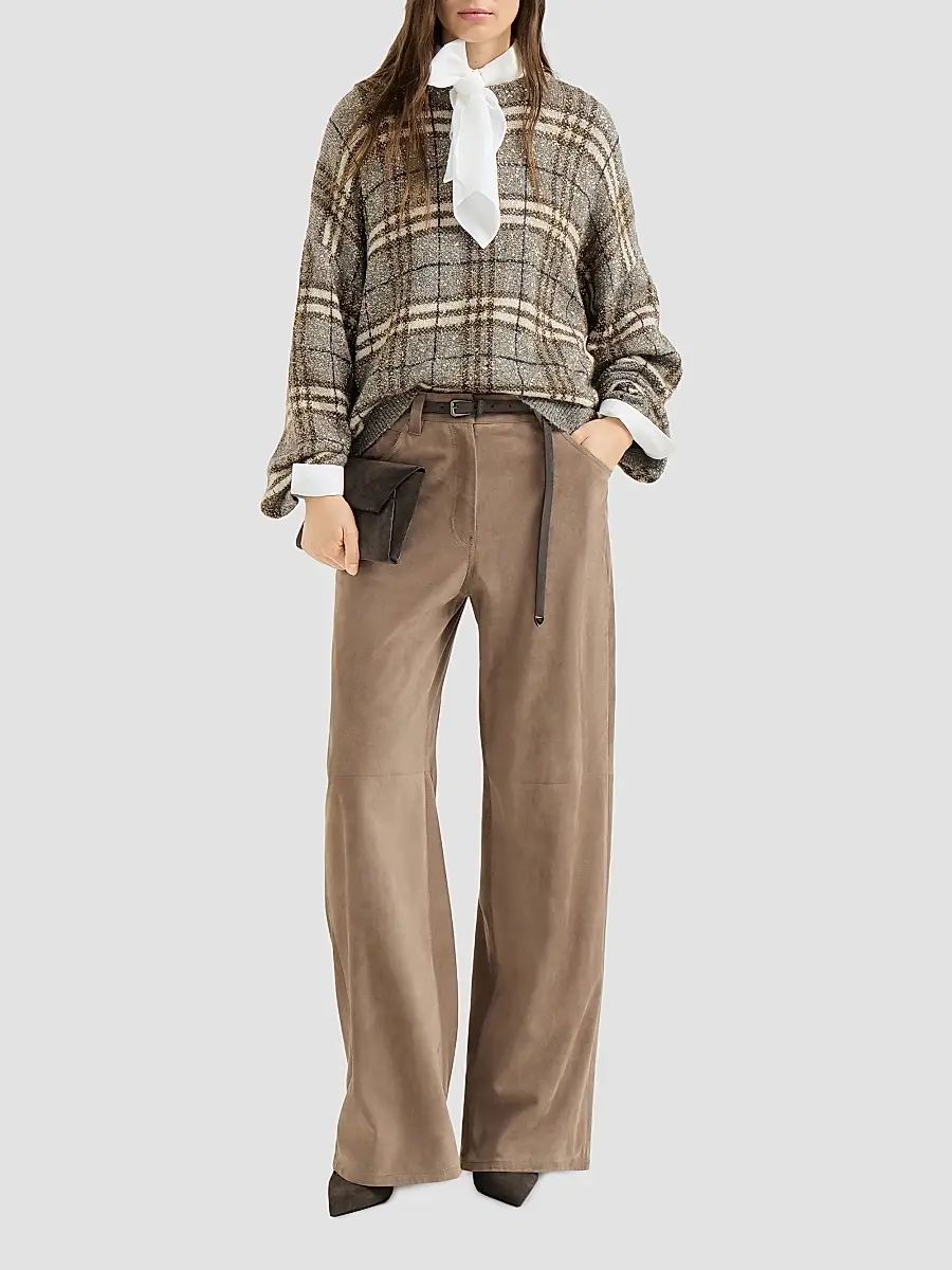 Brunello Cucinelli Women's Dazzling Mohair Prince of Wales Sweater | Thumbnail 2 Brunello Cucinelli Women's Dazzling Mohair Prince of Wales Sweater | Thumbnail 2