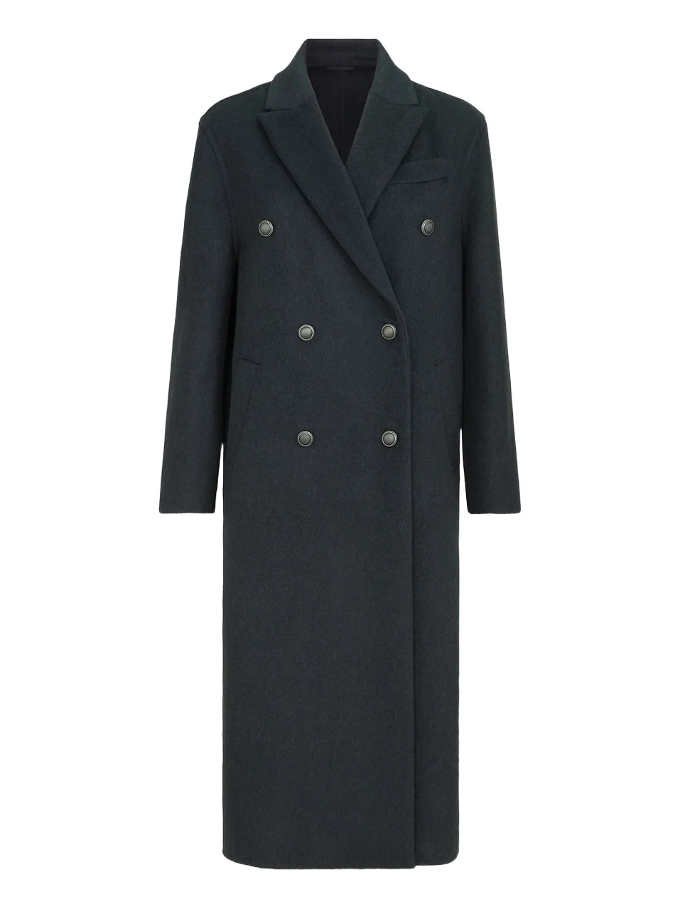 Women's Hand-Crafted Coat in Cashmere Beaver Double Cloth with Monili - Blue Women's Hand-Crafted Coat in Cashmere Beaver Double Cloth with Monili - Blue