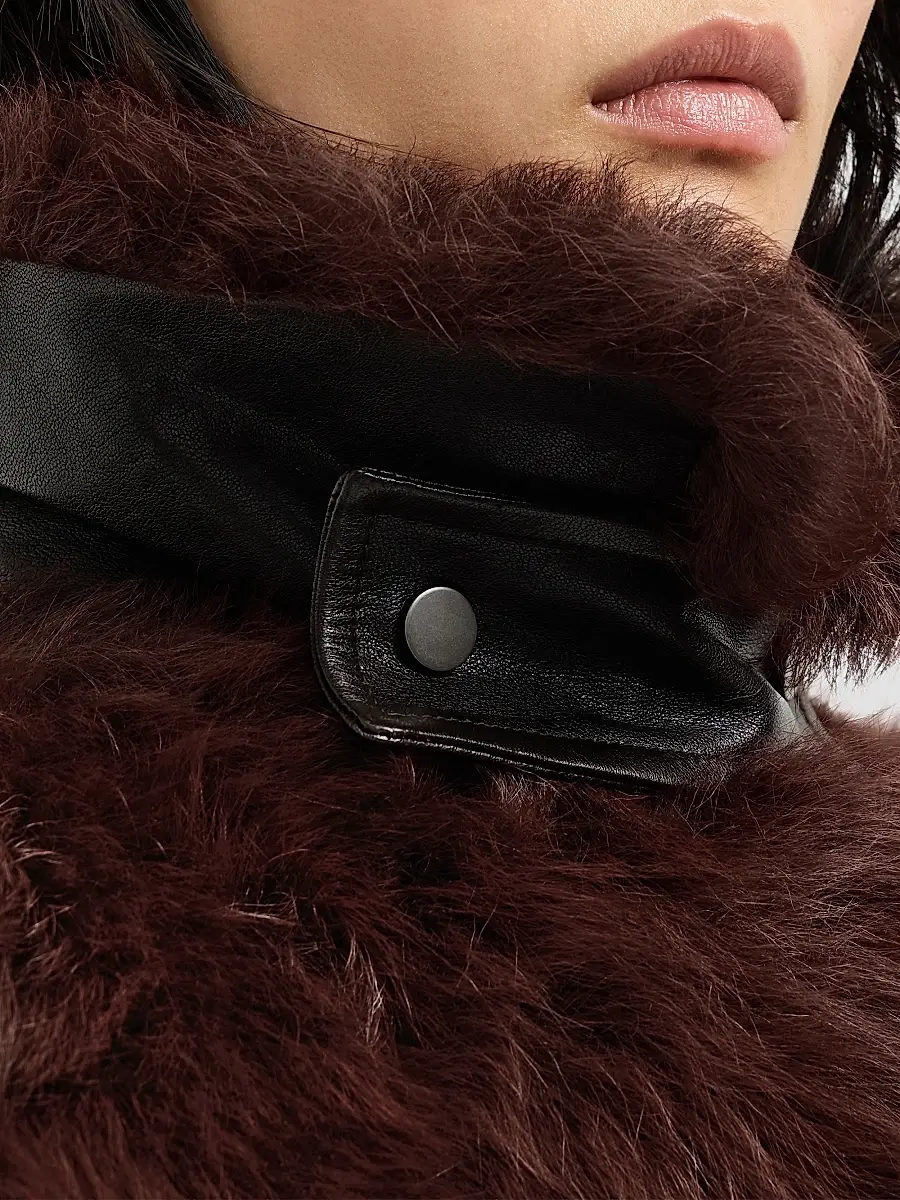 Brunello Cucinelli Women's Lux Shearling Vest with Nappa Leather Belt and Monili - Burgundy | Thumbnail 6 Brunello Cucinelli Women's Lux Shearling Vest with Nappa Leather Belt and Monili - Burgundy | Thumbnail 6