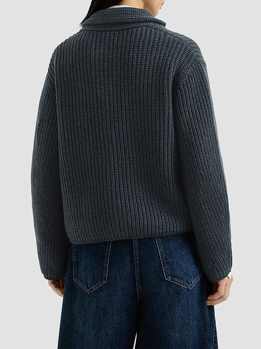 Brunello Cucinelli Women's Cashmere Feather Yarn English Rib Cardigan | Thumbnail 4 Brunello Cucinelli Women's Cashmere Feather Yarn English Rib Cardigan | Thumbnail 4