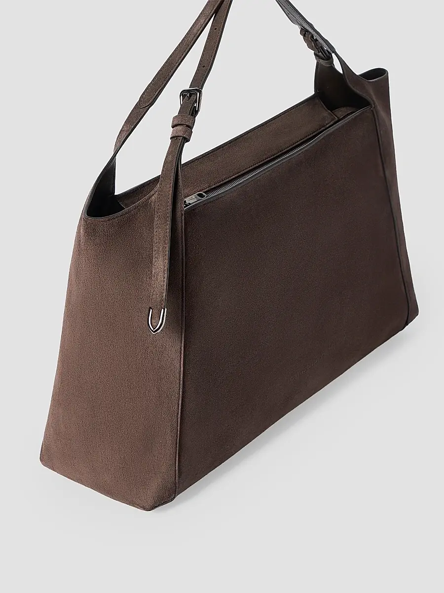 Brunello Cucinelli Women's Sartorial Shopper Bag in Suede - Pine Cone Brown | Thumbnail 4