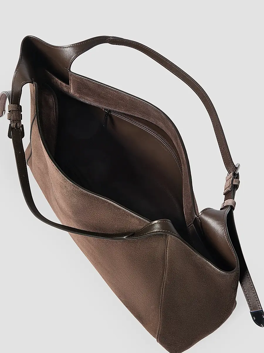 Brunello Cucinelli Women's Sartorial Shopper Bag in Suede - Pine Cone Brown | Thumbnail 5