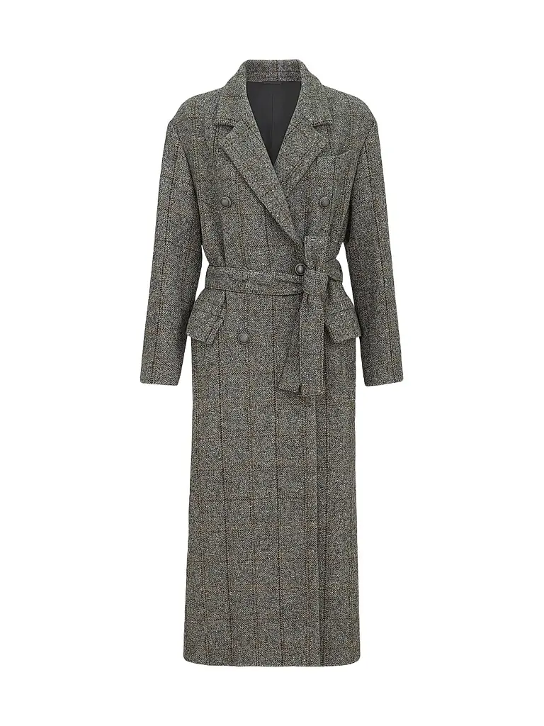Brunello Cucinelli Women's Techno Alpaca Check Tweed Coat with Monili - Dark Grey | Image 1 Brunello Cucinelli Women's Techno Alpaca Check Tweed Coat with Monili - Dark Grey | Image 1