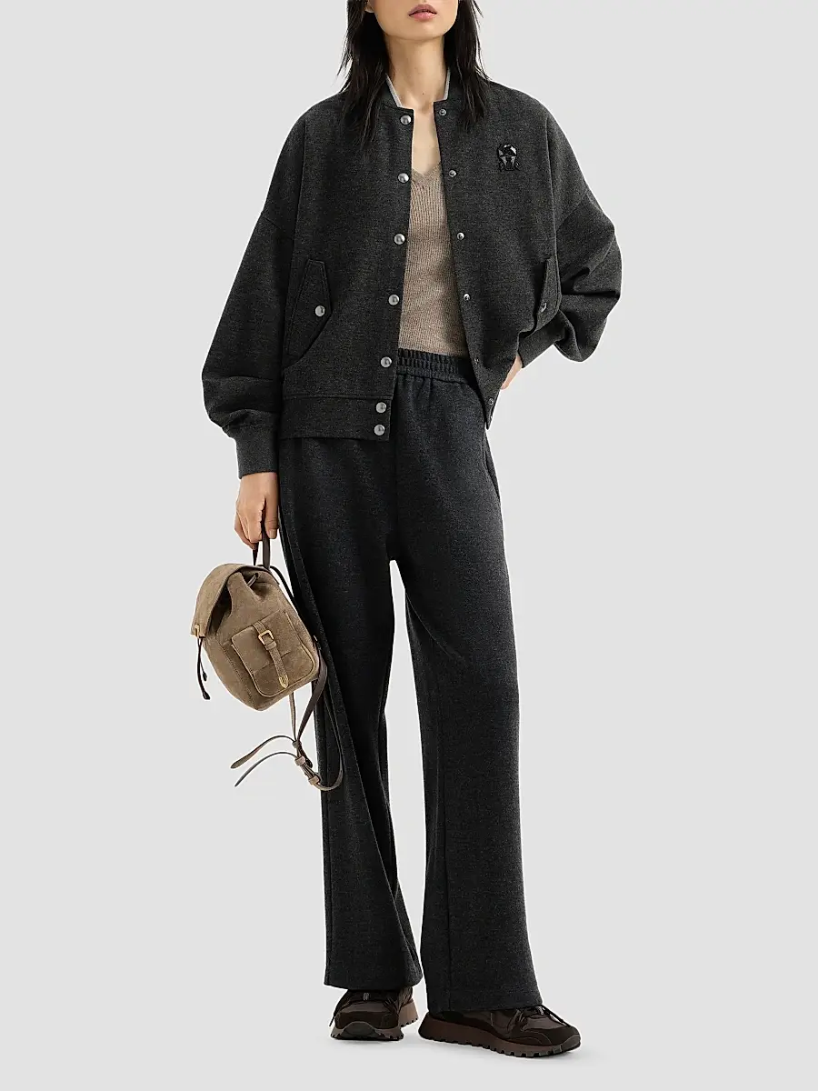 Brunello Cucinelli Women's Cashmere Interlock Track Trousers | Thumbnail 2 Brunello Cucinelli Women's Cashmere Interlock Track Trousers | Thumbnail 2