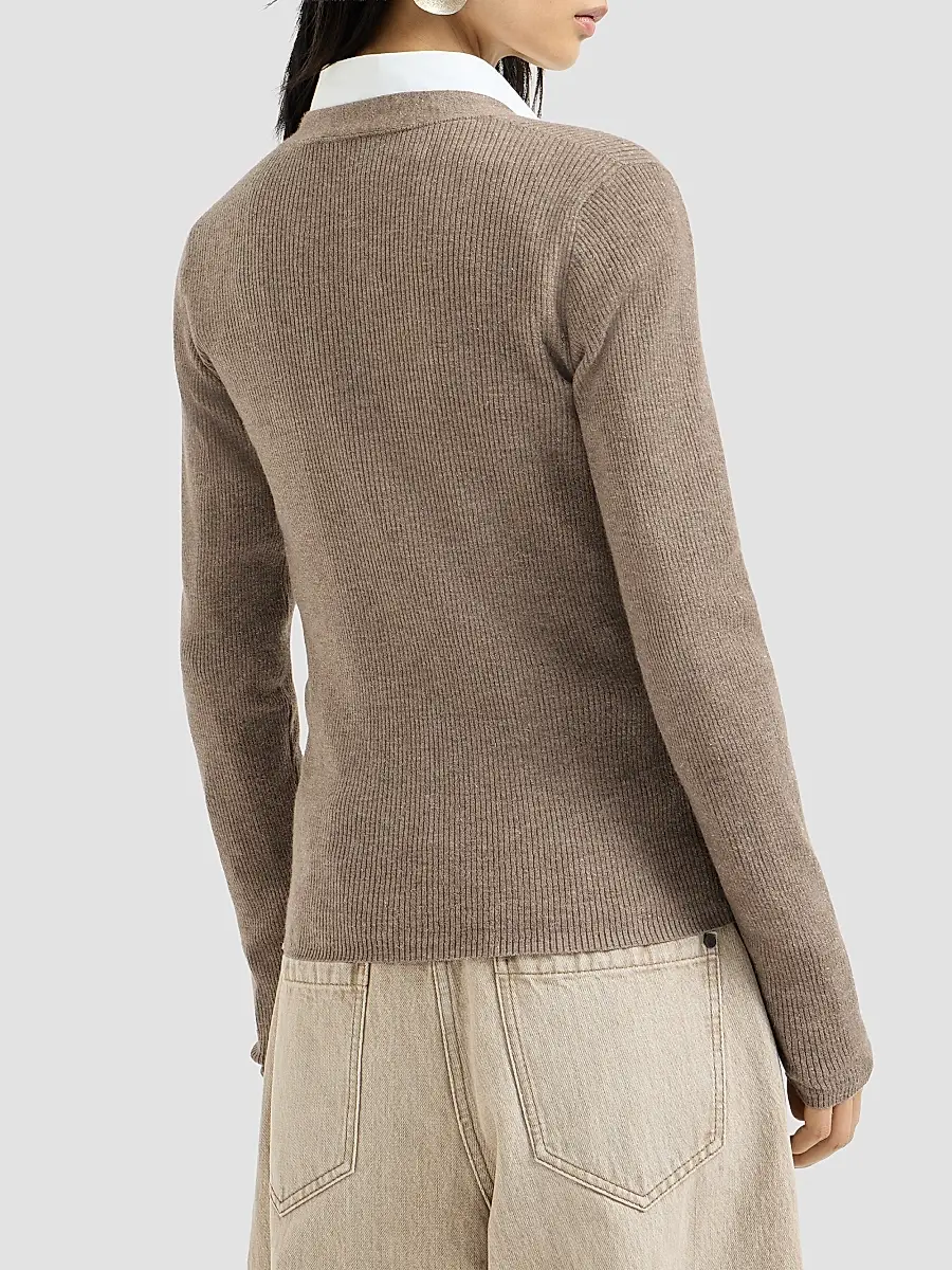 Brunello Cucinelli Women's Sparkling Cashmere Lightweight Ribbed Cardigan | Thumbnail 4 Brunello Cucinelli Women's Sparkling Cashmere Lightweight Ribbed Cardigan | Thumbnail 4