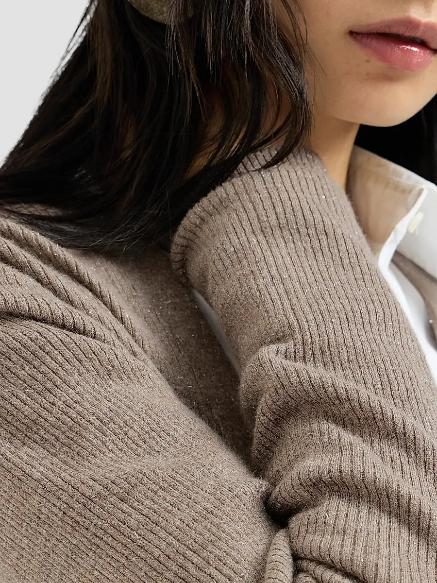 Brunello Cucinelli Women's Sparkling Cashmere Lightweight Ribbed Cardigan | Thumbnail 6 Brunello Cucinelli Women's Sparkling Cashmere Lightweight Ribbed Cardigan | Thumbnail 6