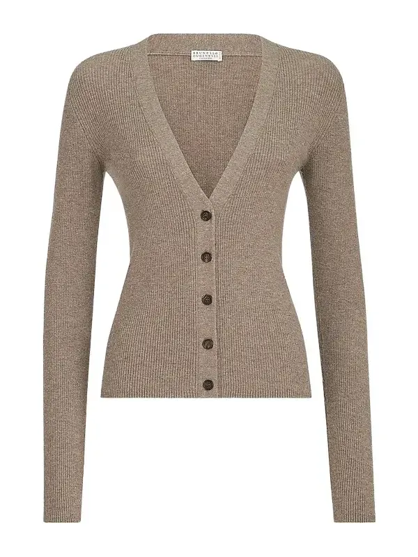 Women's Sparkling Cashmere Lightweight Ribbed Cardigan