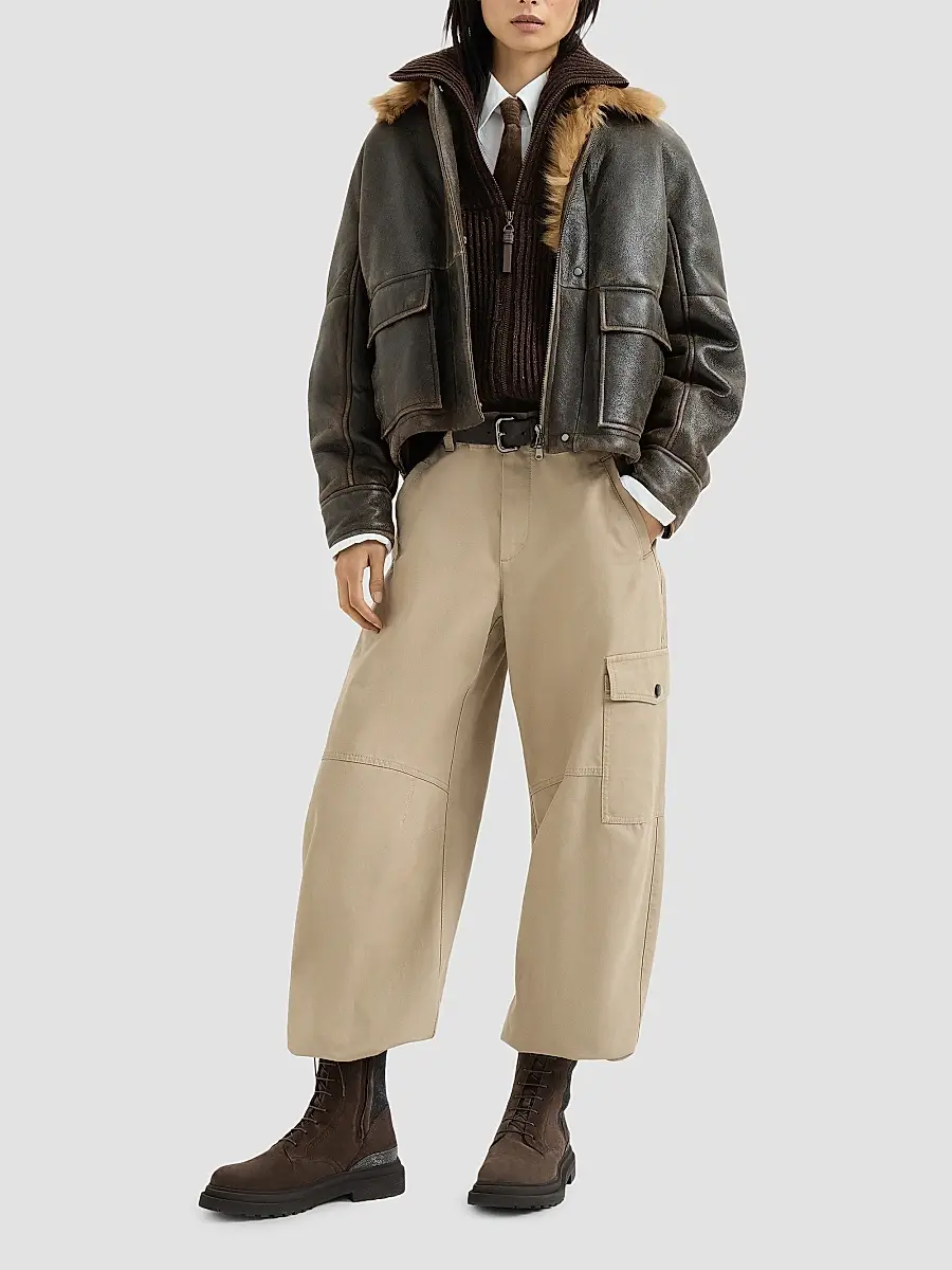 Brunello Cucinelli Women's Cashmere and Wool Ribbed Cardigan with Shiny Zipper Pull | Thumbnail 2