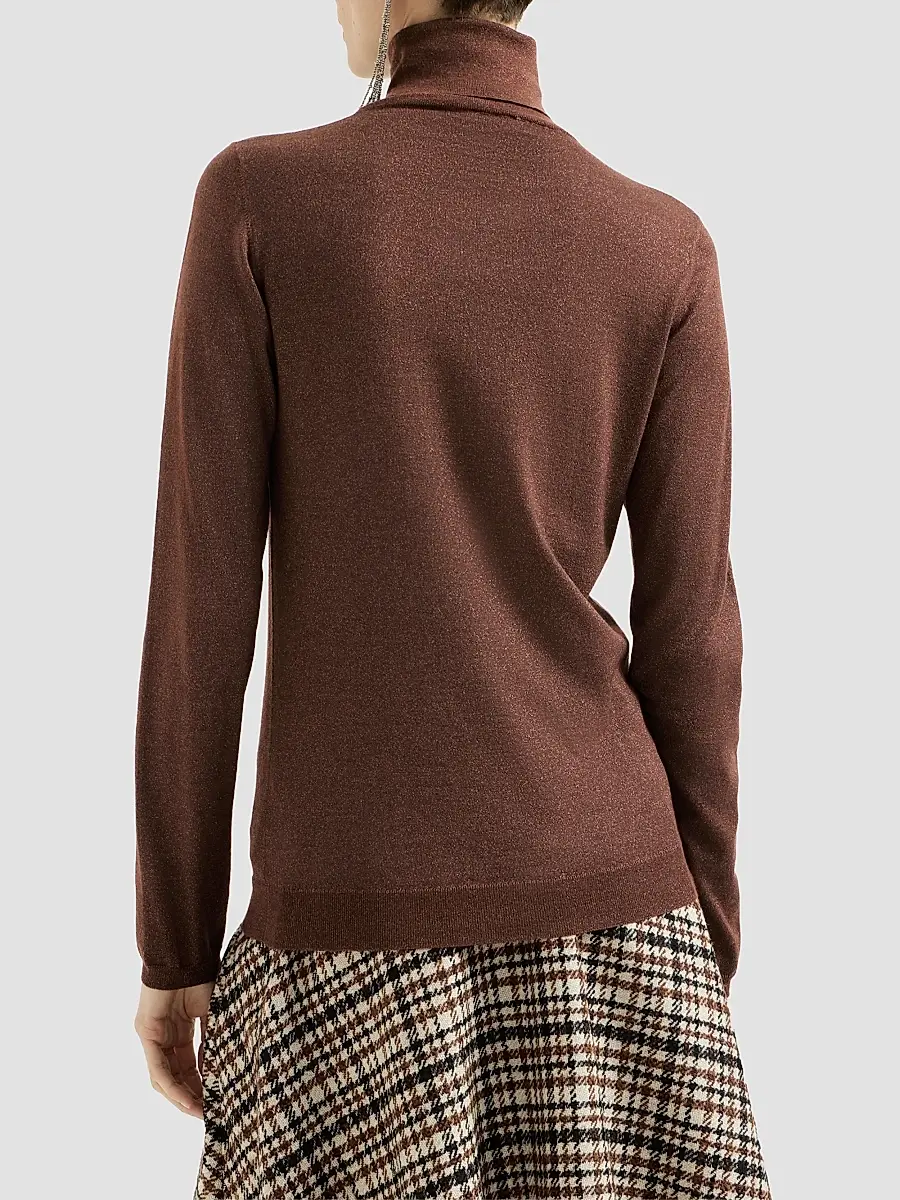Brunello Cucinelli Women's Sparkling Cashmere and Silk Lightweight Turtleneck Sweater | Thumbnail 4 Brunello Cucinelli Women's Sparkling Cashmere and Silk Lightweight Turtleneck Sweater | Thumbnail 4