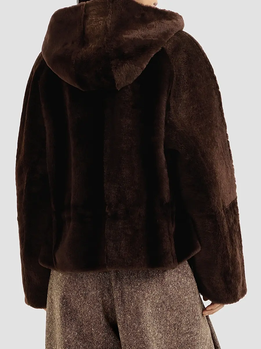 Brunello Cucinelli Women's Shearling Outerwear Jacket with Shiny Zipper Pull | Thumbnail 4 Brunello Cucinelli Women's Shearling Outerwear Jacket with Shiny Zipper Pull | Thumbnail 4