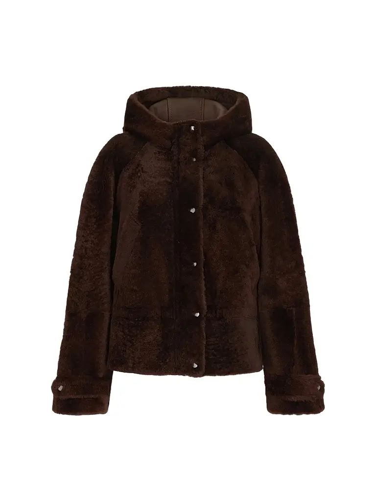 Brunello Cucinelli Women's Shearling Outerwear Jacket with Shiny Zipper Pull - Brown Gianduia | Image 1 Brunello Cucinelli Women's Shearling Outerwear Jacket with Shiny Zipper Pull - Brown Gianduia | Image 1