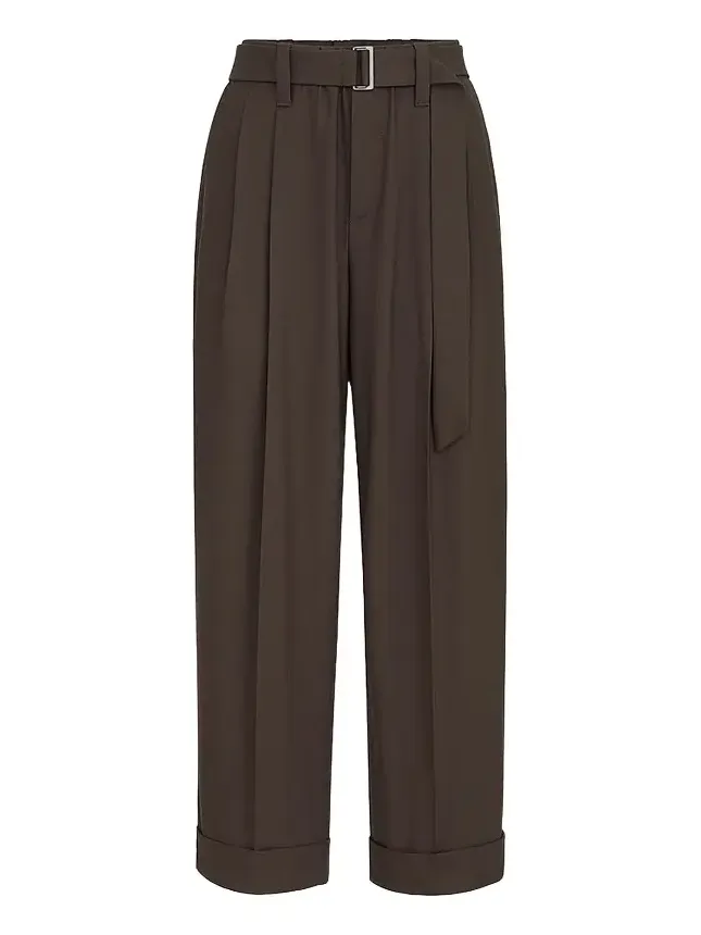 Brunello Cucinelli Women's Tropical Luxury Wool Baggy Sartorial Trousers