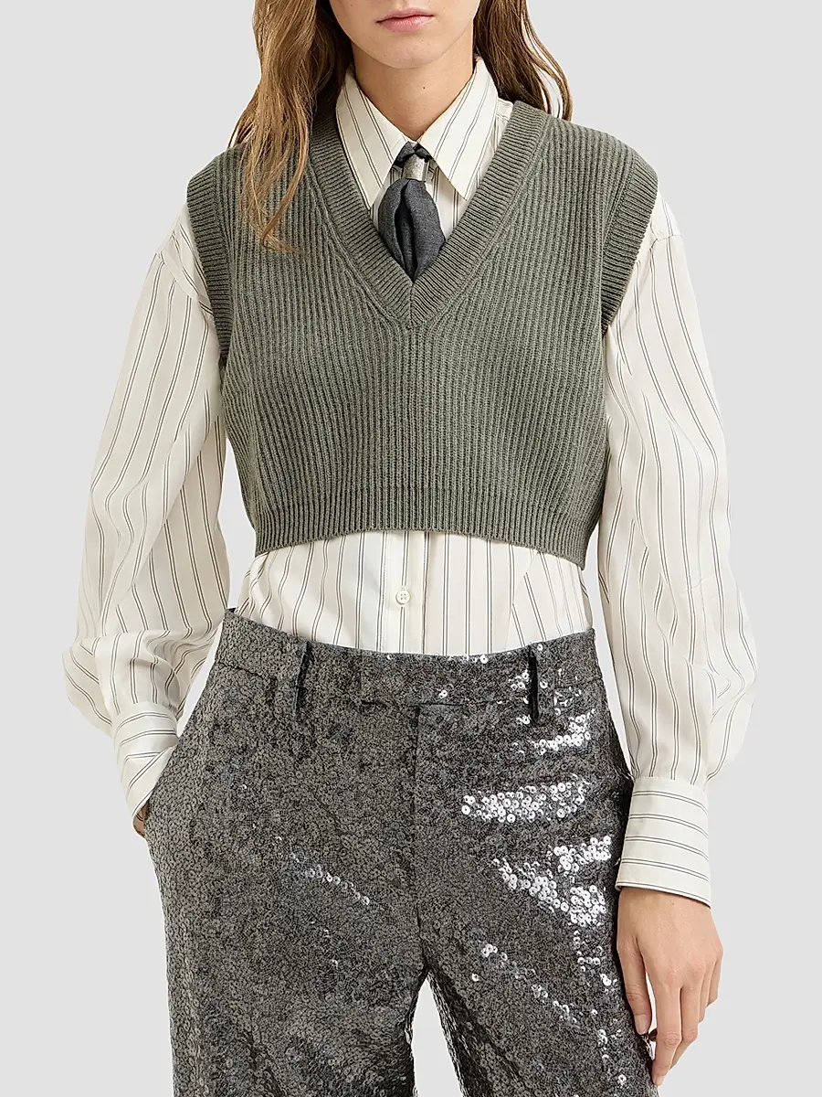 Brunello Cucinelli Women's Cashmere Rib Knit Sweater Vest | Thumbnail 3 Brunello Cucinelli Women's Cashmere Rib Knit Sweater Vest | Thumbnail 3