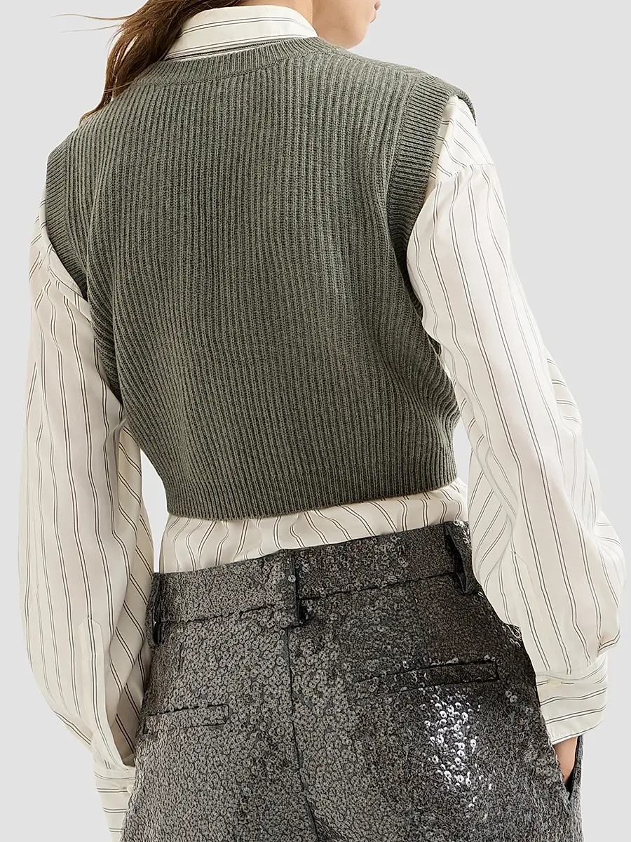 Brunello Cucinelli Women's Cashmere Rib Knit Sweater Vest | Thumbnail 4 Brunello Cucinelli Women's Cashmere Rib Knit Sweater Vest | Thumbnail 4