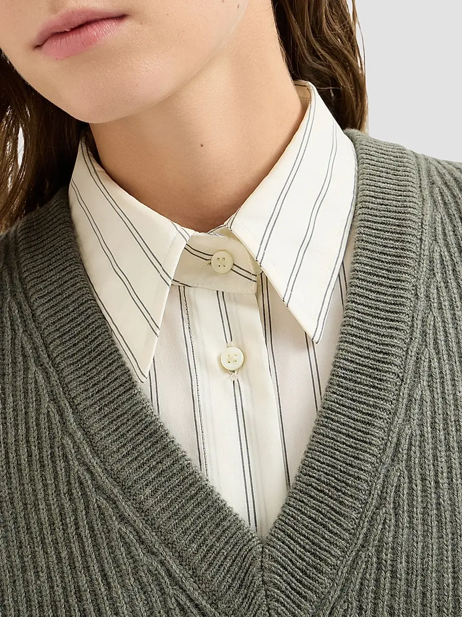 Brunello Cucinelli Women's Cashmere Rib Knit Sweater Vest | Thumbnail 6 Brunello Cucinelli Women's Cashmere Rib Knit Sweater Vest | Thumbnail 6
