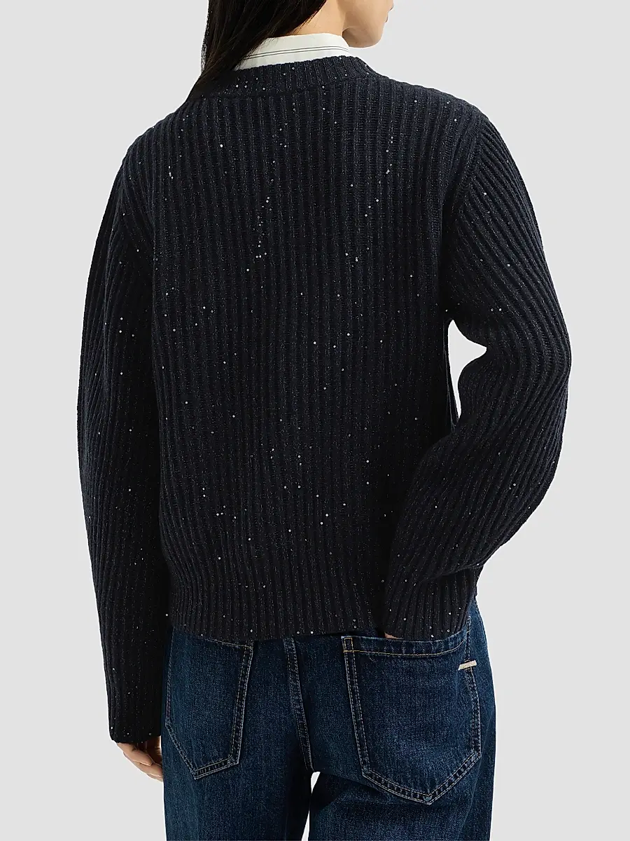Brunello Cucinelli Women's Cashmere and Wool Ribbed Sweater | Thumbnail 3