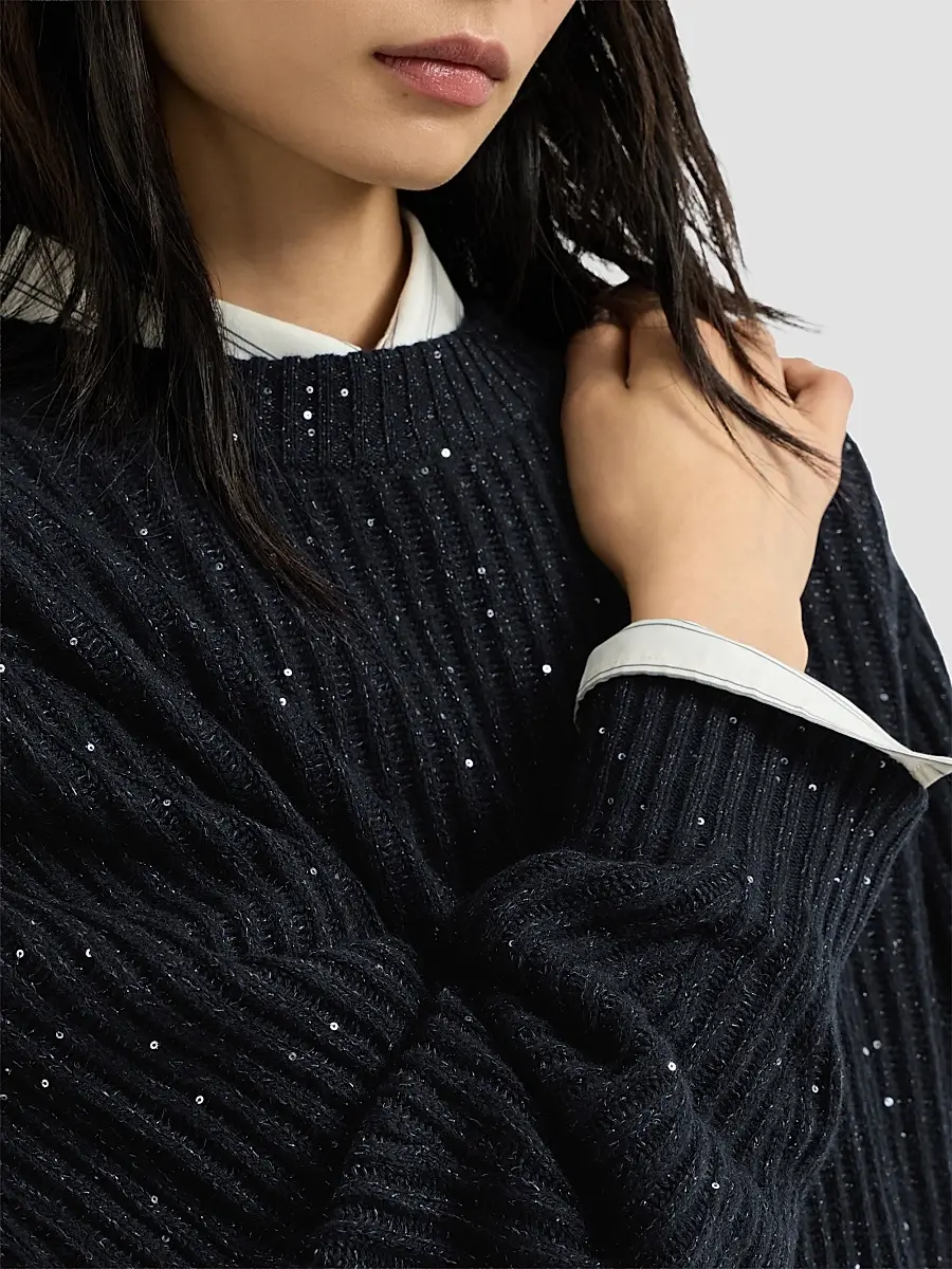 Brunello Cucinelli Women's Cashmere and Wool Ribbed Sweater | Thumbnail 5