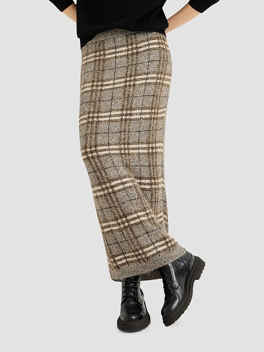 Brunello Cucinelli Women's Dazzling Mohair Prince of Wales Knit Skirt | Thumbnail 4 Brunello Cucinelli Women's Dazzling Mohair Prince of Wales Knit Skirt | Thumbnail 4