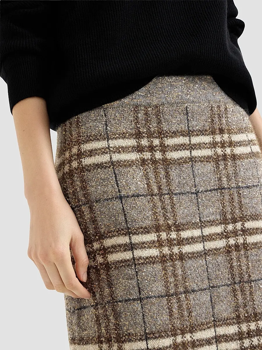 Brunello Cucinelli Women's Dazzling Mohair Prince of Wales Knit Skirt | Thumbnail 5 Brunello Cucinelli Women's Dazzling Mohair Prince of Wales Knit Skirt | Thumbnail 5
