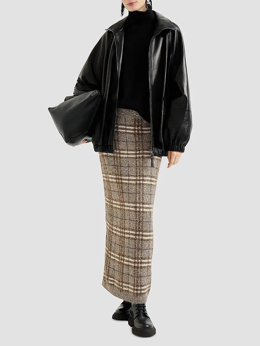 Brunello Cucinelli Women's Dazzling Mohair Prince of Wales Knit Skirt | Thumbnail 6 Brunello Cucinelli Women's Dazzling Mohair Prince of Wales Knit Skirt | Thumbnail 6
