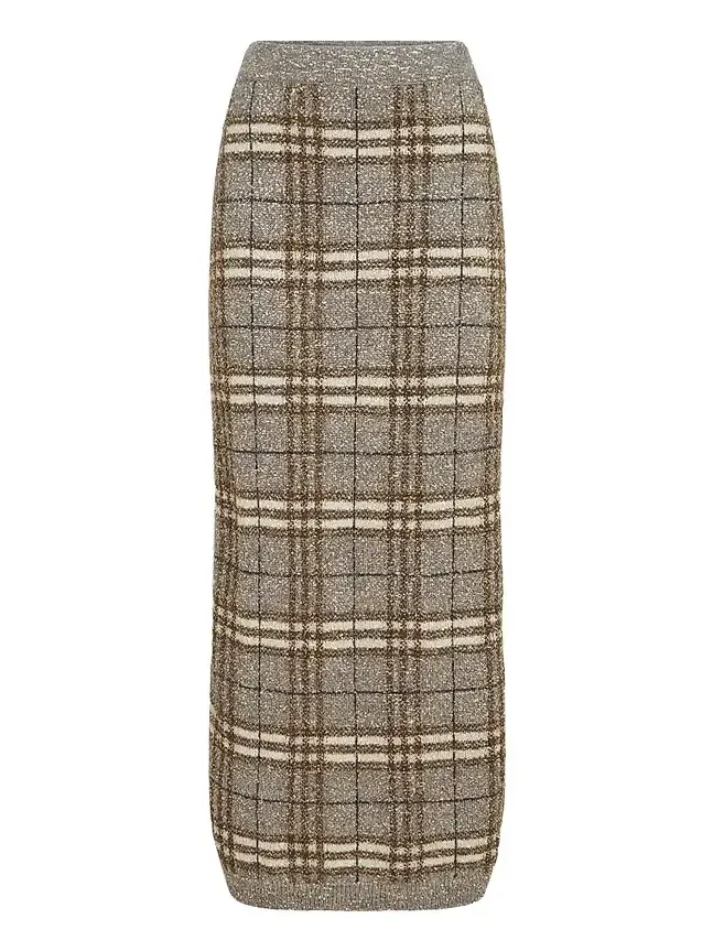 Women's Dazzling Mohair Prince of Wales Knit Skirt Women's Dazzling Mohair Prince of Wales Knit Skirt