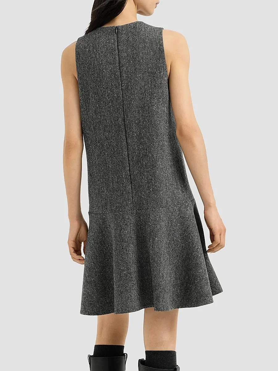 Brunello Cucinelli Women's Virgin Wool Donegal Mini Dress with Monili - Anthracite | Thumbnail 4 Brunello Cucinelli Women's Virgin Wool Donegal Mini Dress with Monili - Anthracite | Thumbnail 4