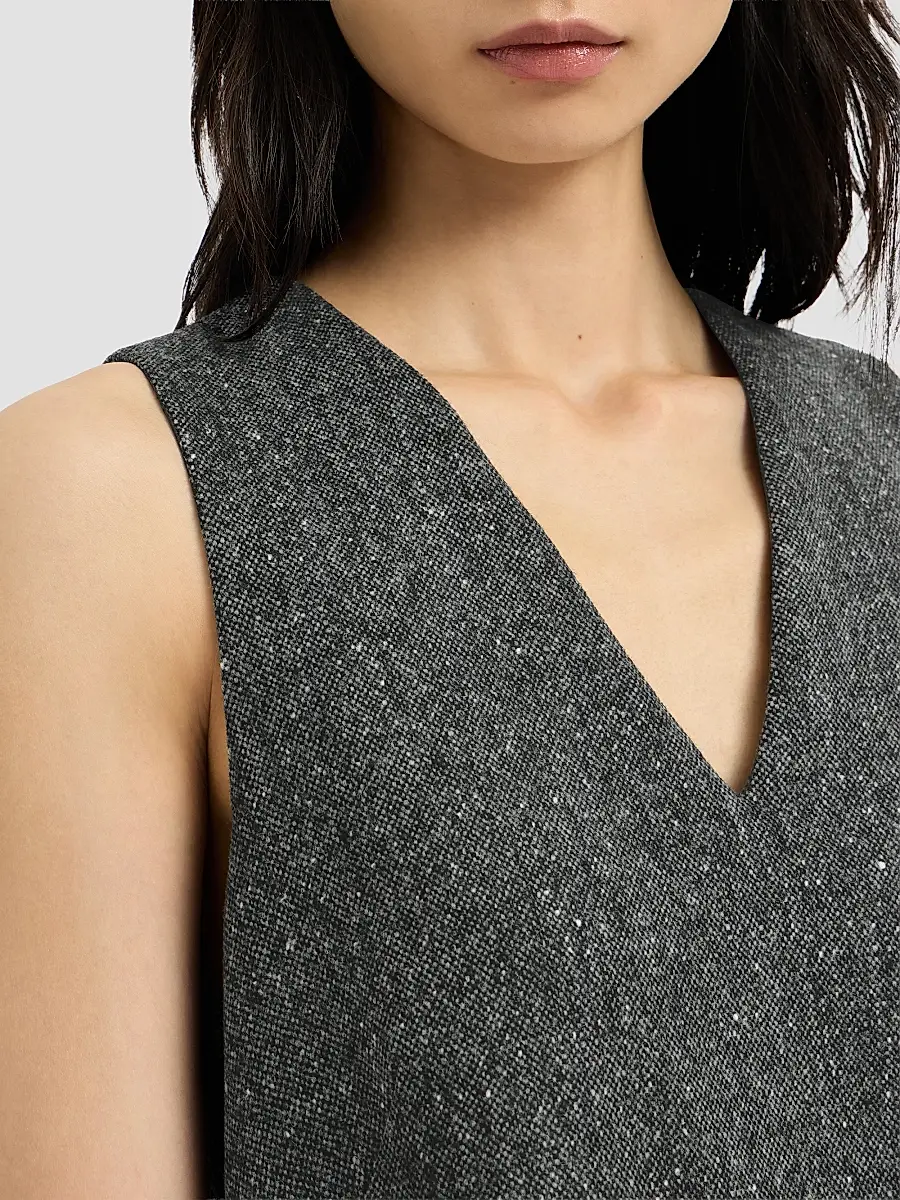 Brunello Cucinelli Women's Virgin Wool Donegal Mini Dress with Monili - Anthracite | Thumbnail 6 Brunello Cucinelli Women's Virgin Wool Donegal Mini Dress with Monili - Anthracite | Thumbnail 6