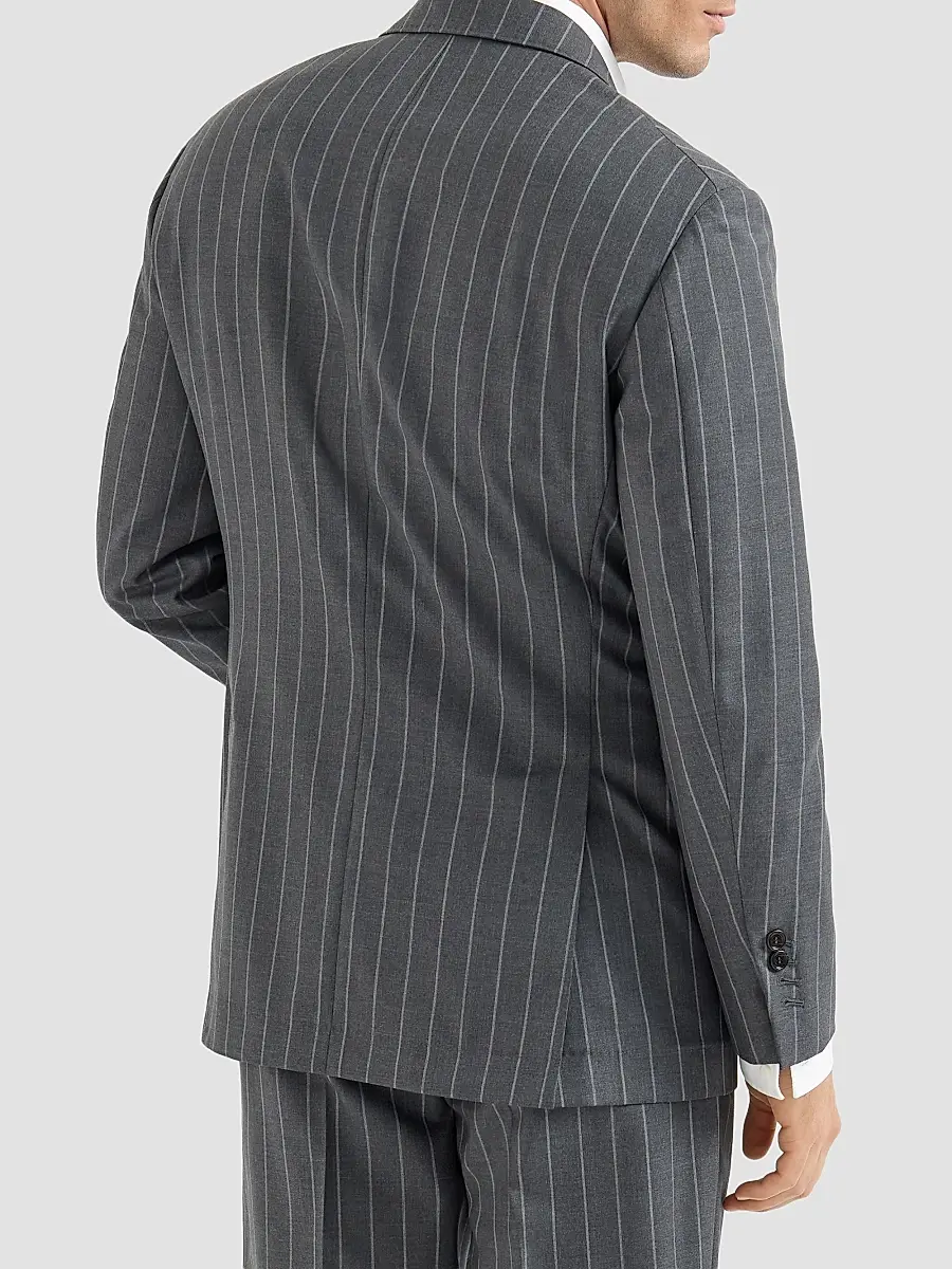 Brunello Cucinelli Men's Super 150s Virgin Wool Wide Chalk Stripe Batavia Tailor Blazer | Thumbnail 4 Brunello Cucinelli Men's Super 150s Virgin Wool Wide Chalk Stripe Batavia Tailor Blazer | Thumbnail 4