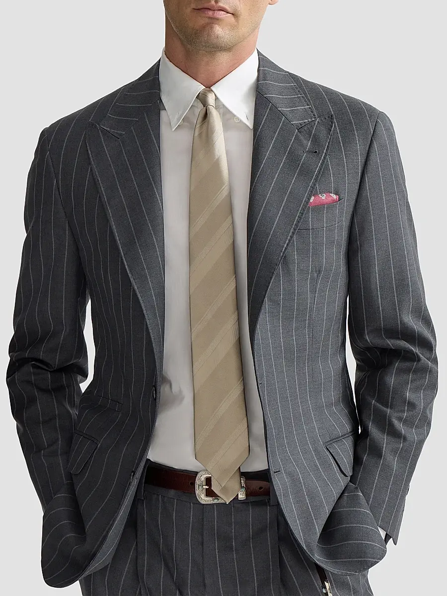 Brunello Cucinelli Men's Super 150s Virgin Wool Wide Chalk Stripe Batavia Tailor Blazer | Thumbnail 5 Brunello Cucinelli Men's Super 150s Virgin Wool Wide Chalk Stripe Batavia Tailor Blazer | Thumbnail 5