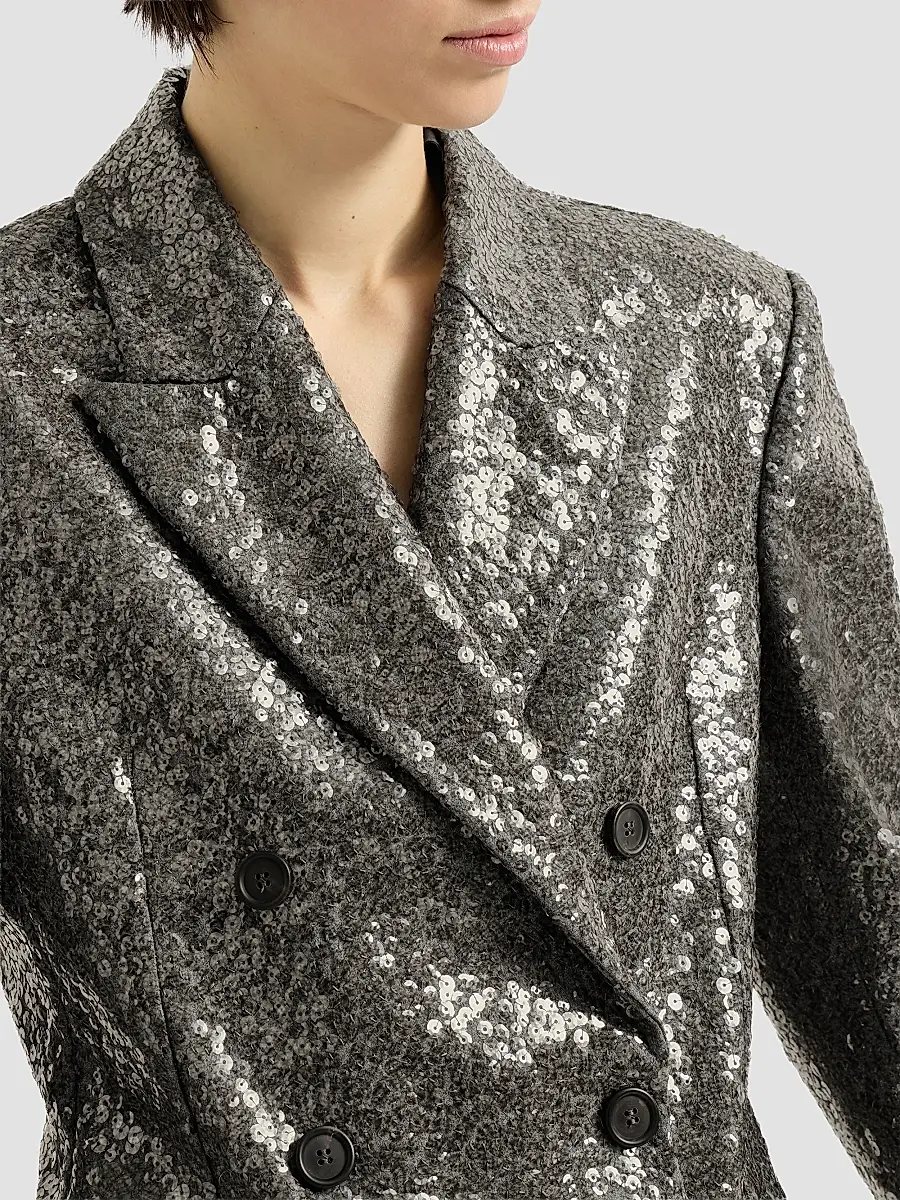 Brunello Cucinelli Women's Dazzling Texture Embroidery Blazer in Virgin Wool Flannel | Thumbnail 6 Brunello Cucinelli Women's Dazzling Texture Embroidery Blazer in Virgin Wool Flannel | Thumbnail 6
