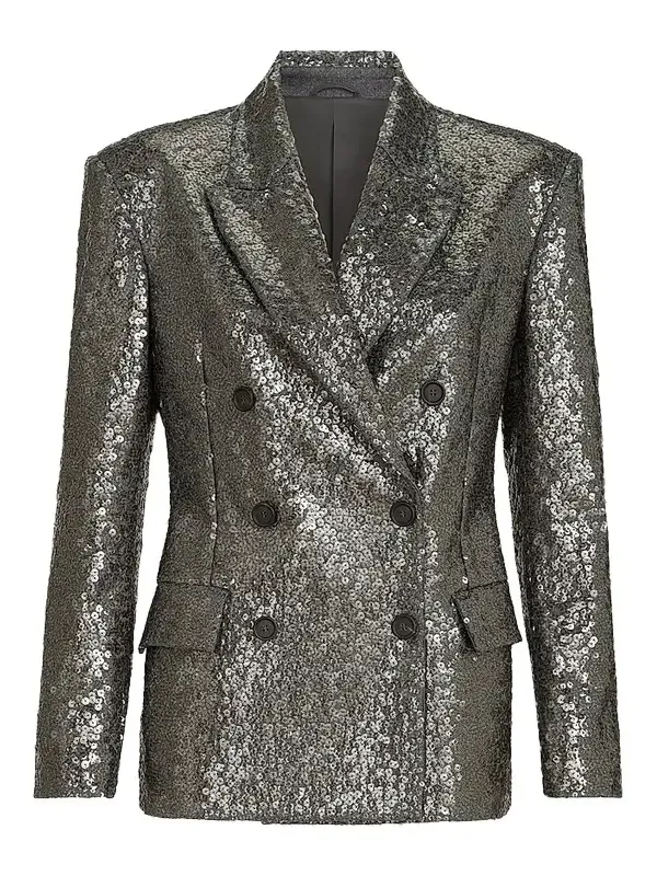Women's Dazzling Texture Embroidery Blazer in Virgin Wool Flannel Women's Dazzling Texture Embroidery Blazer in Virgin Wool Flannel